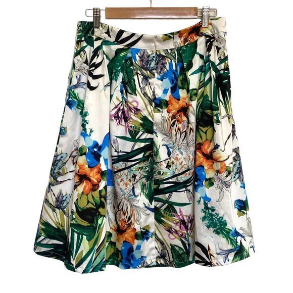 BANANA USA Retro Floral Tropical Hawaiian Full Skirt w/ Tulle‎ & Pockets Size L - Picture 6 of 11